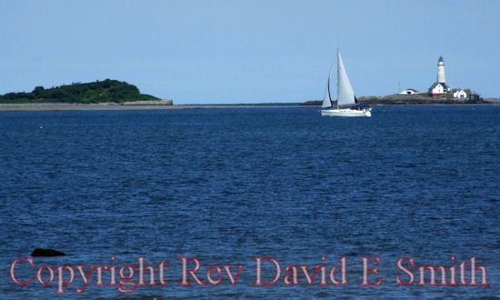 Sailboat and Boston Light